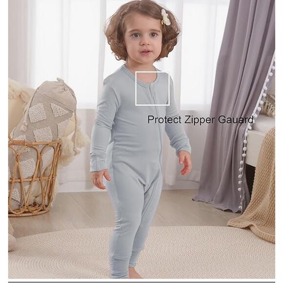 Footies Mitten Cuffs - 3Pcs Rayon Bamboo Long Sleeve 2 Way Zipper 18-24 Mo - Picture 3 of 5